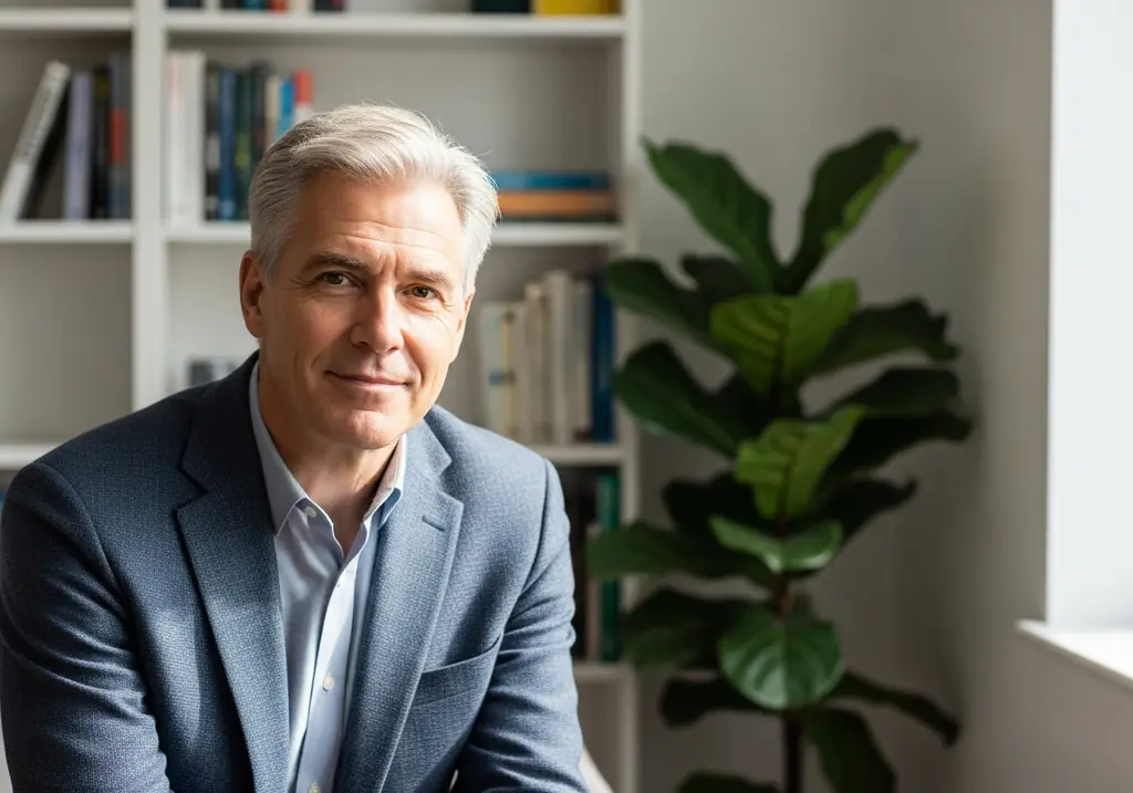Older professional male in a calm setting — when to involve your GP in alcohol recovery