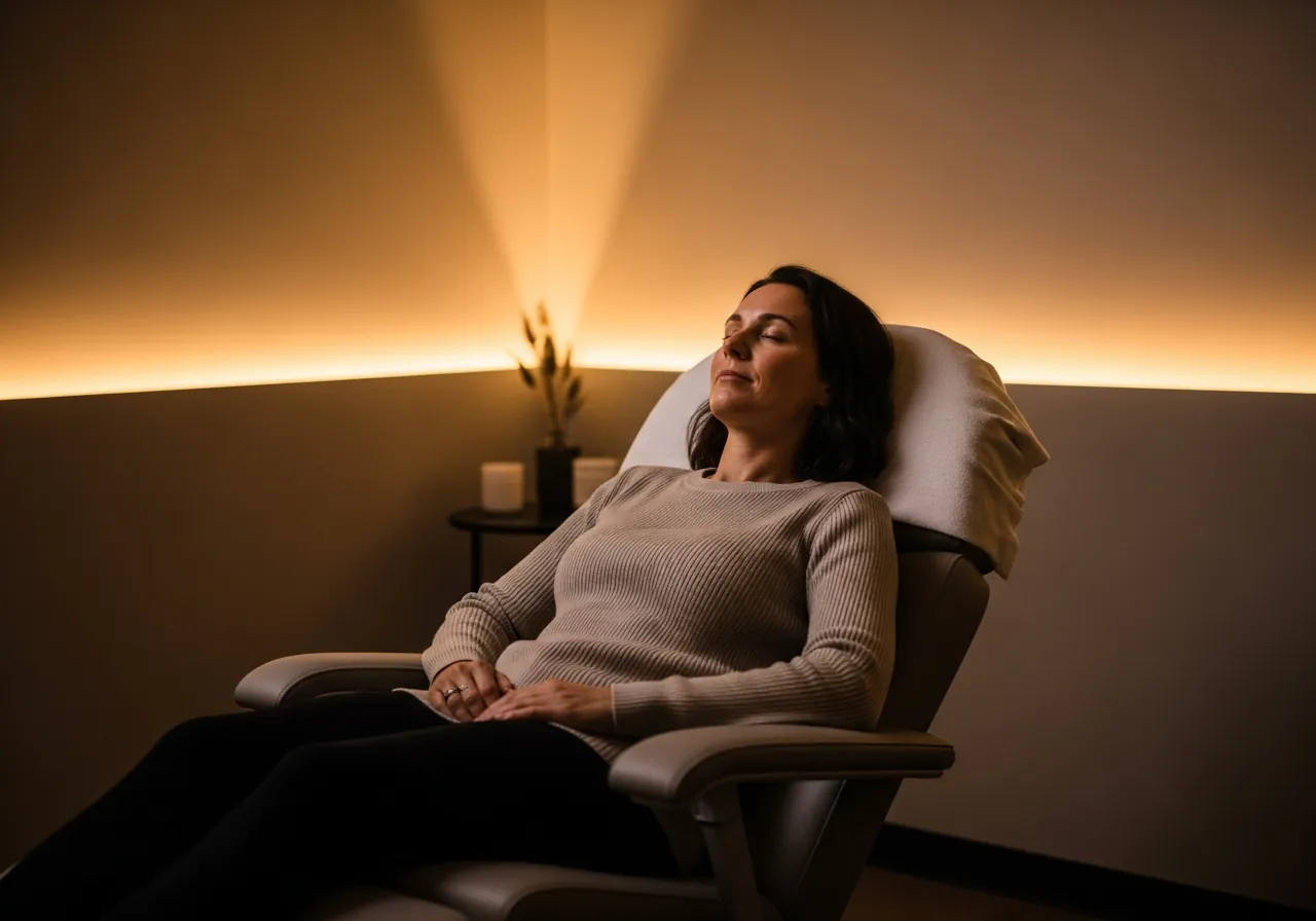 Person in a calm restful setting — sleep and energy during alcohol recovery