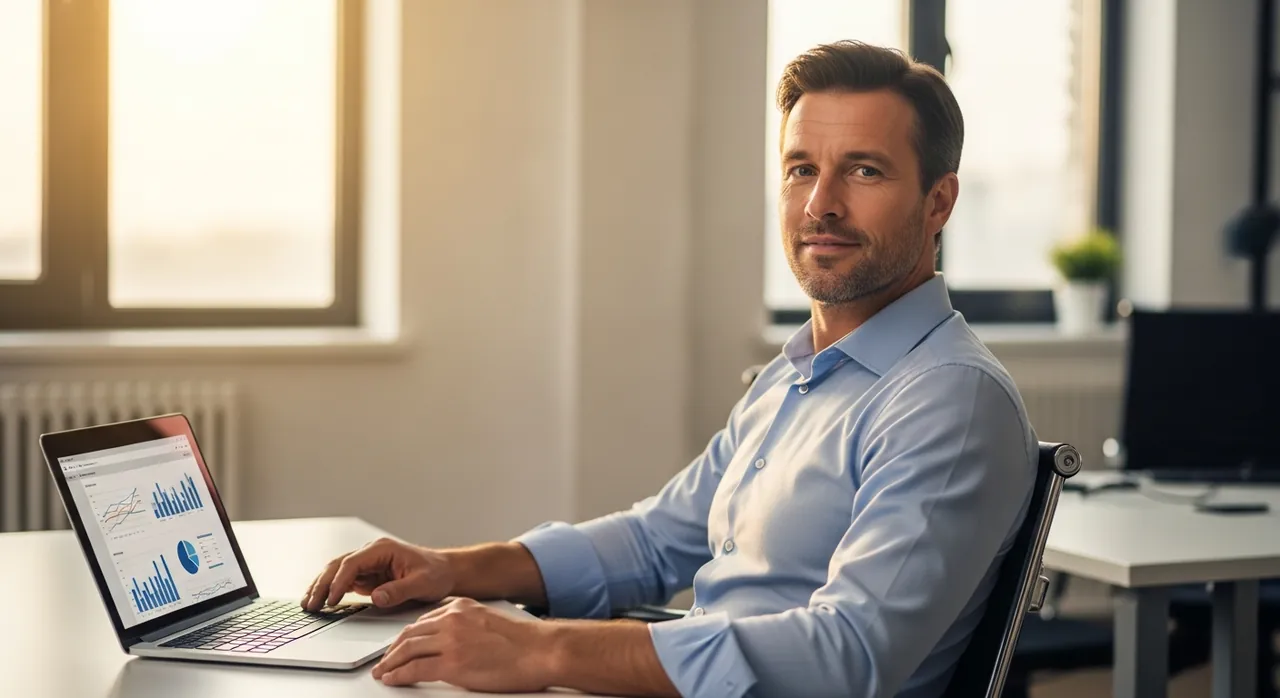 Professional sitting calmly at their desk, clear-headed in the morning — life without high-functioning drinking