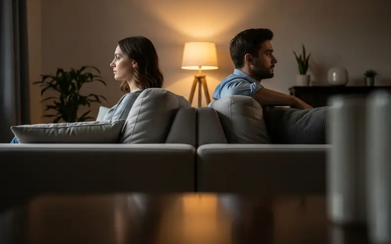Two people sitting apart — the relationship cost of drinking