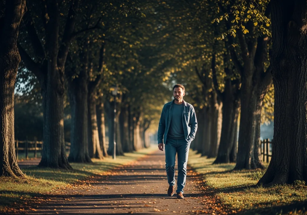 A man walking calmly through Wokingham, clear-headed and genuinely free
