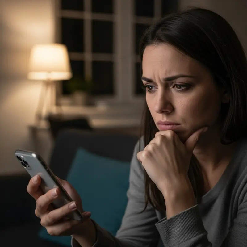 Person sitting alone on a sofa late at night with a phone — gambling addiction support
