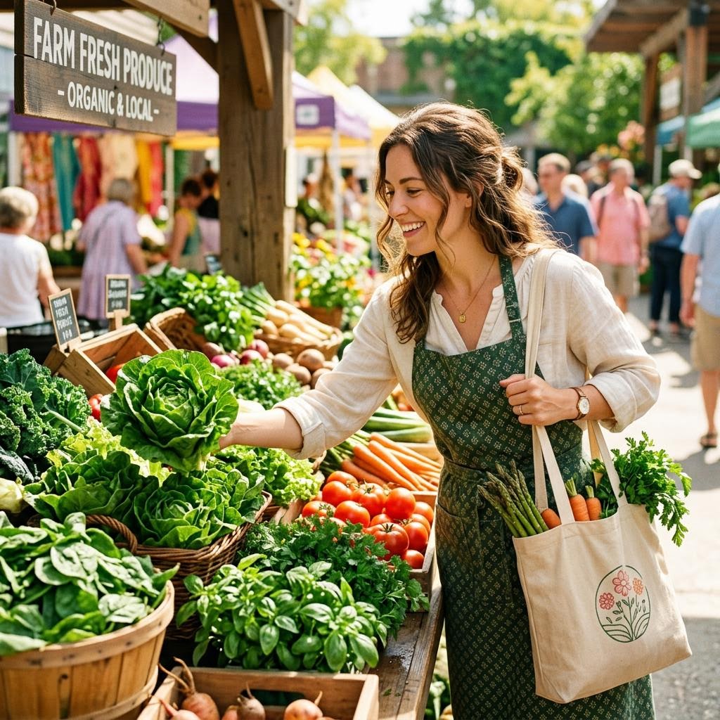 Person choosing fresh produce — weight loss and food habits hypnotherapy